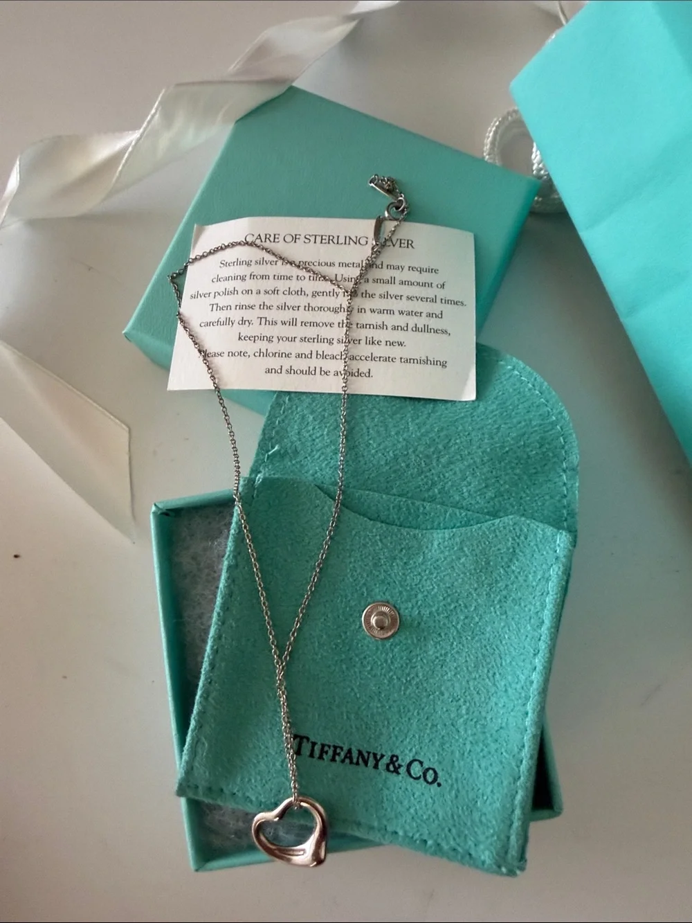 Tiffany & Co. elsa perettiSterling Silver Heart Pendant Necklace w/ bag & box